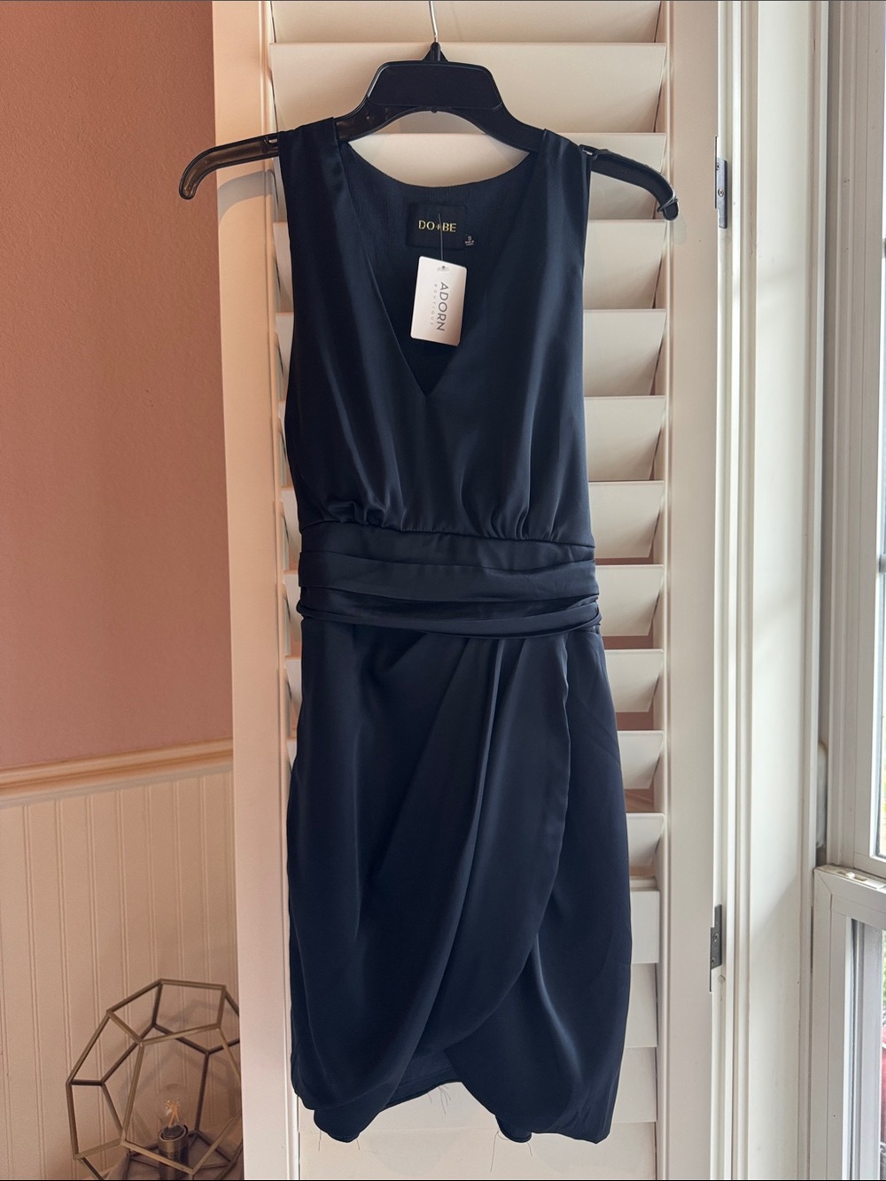 DO+BE Navy Sleeveless V-Neck Draped Mini Dress